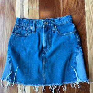 MADEWELL Distressed Two Tone Denim Jean Mini Skirt